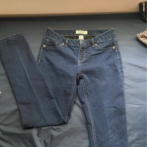 low rise dark wash skinny jeans, size 6